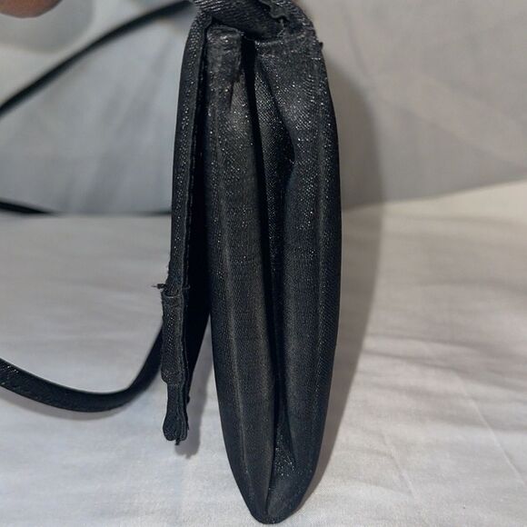 Unbranded Satin Black Evening Bag with a Rhinestone Buckle - Picture 5 of 11